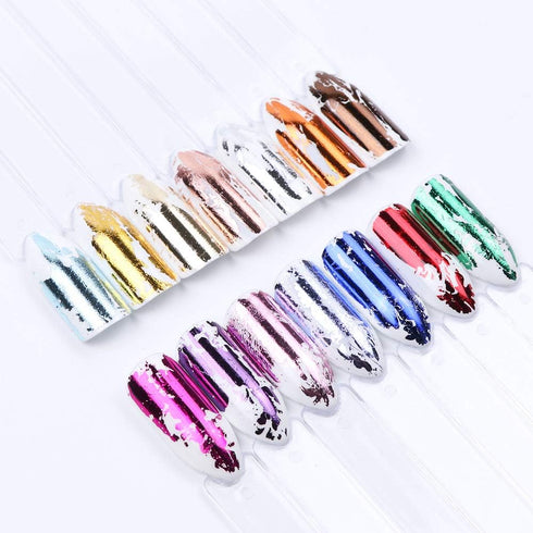 SILPECWEE 10 Rolls Gold Rose Gold Flakes, Metallic Nail Transfer Foils for Nail Art Stickers