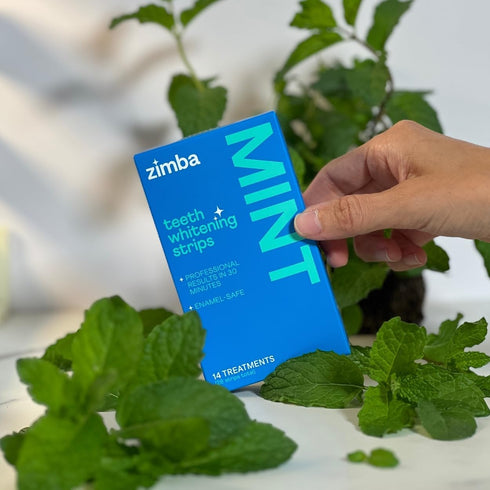 Zimba Vegan Teeth Whitening Strips, Enamel Safe Hydrogen Peroxide Whitener for Coffee, Wine, Tobacco Stains, 28 Strips