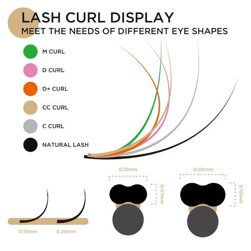 LASHVIEW Eyelash Extensions, Ellipse Flat 0.15mm D Curl 8-15mm Mixed Tray, Mink Black, Individual Lashes