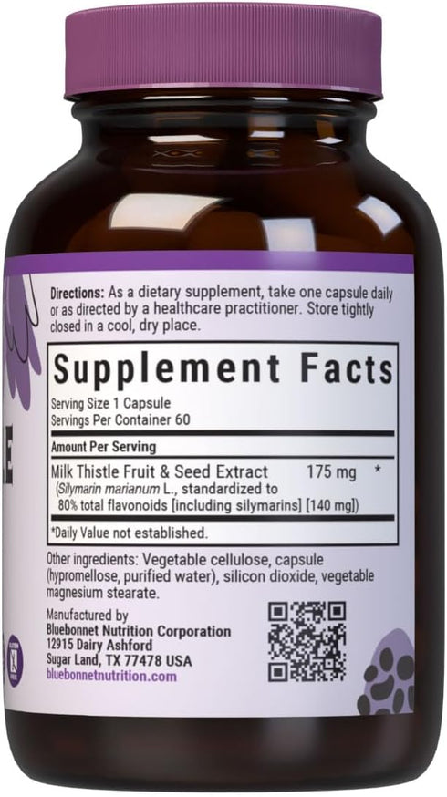 BlueBonnet Milk Thistle Fruit and Seed Extract Supplement, 60 Count