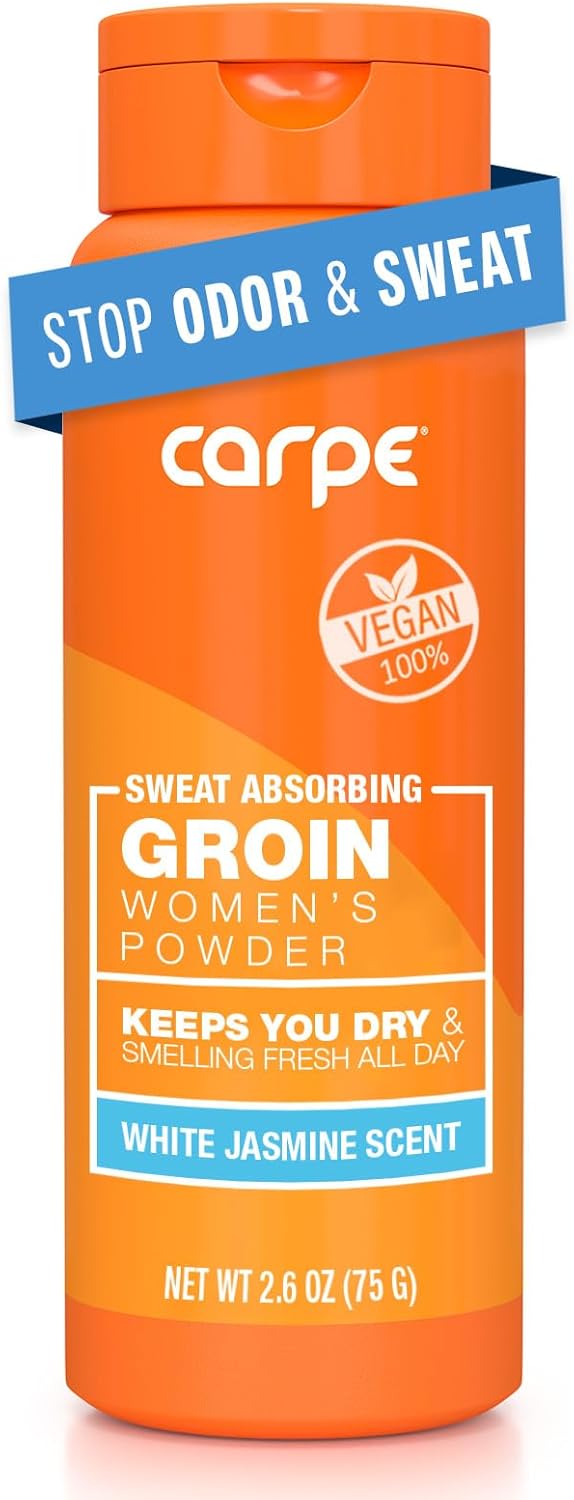 Carpe Sweat Absorbing Talc-Free Body Powder for Women, Anti-Chafing and Safe for