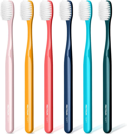 Extra Soft Manual Toothbrush Pack, 6 Count, Deep Cleaning Flossing Toothbrushes for