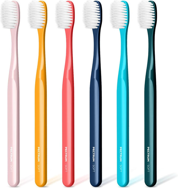 Extra Soft Manual Toothbrush Pack, 6 Count, Deep Cleaning Flossing Toothbrushes for
