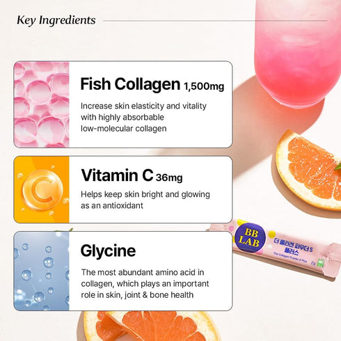 BB LAB Collagen Powder S Plus - Halal, Low Molecular Korean Collagen Powder Stick Supplement, Grapefruit Flavor