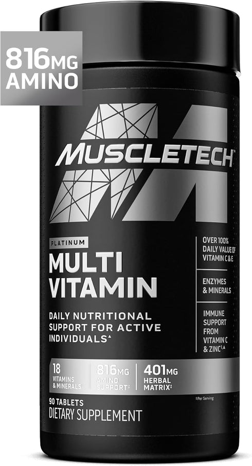 MuscleTech Platinum Multivitamins for Men & Women - Daily Workout Supplement for Immune Support, 90 Capsules