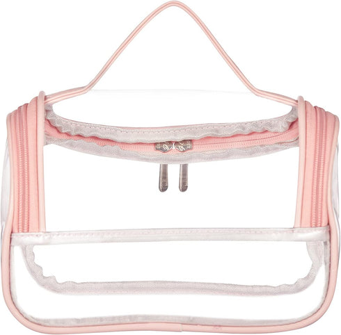 HAOGUAGUA Heavy Duty Clear Waterproof Cosmetic Bag, Transparent Travel Makeup Organizer, Pink