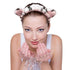 2 PCS Women Animal Ear Tiger Print Fuzzy Hairband Makeup Headband Elastic Stretch Head Wrap for Skincare Spa