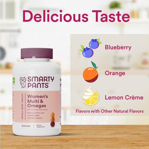 SmartyPants Women's Multivitamin Gummies: Omega 3 Fish Oil, Methylfolate, CoQ10, Vitamin D3, C, B12, 120 Count
