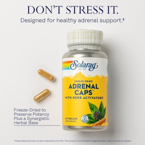 Solaray Adrenal Caps, Freeze Dried, 170mg, 60ct Veg Cap