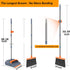 kelamayi Upgrade Broom and Dustpan Set - Self-Cleaning with Dustpan Teeth, Gray & Orange