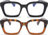 REAVEE 2 Pack Oprah Style Oversized Reading Glasses | Blue Light Blocking for Women and Men | Stylish Retro Square