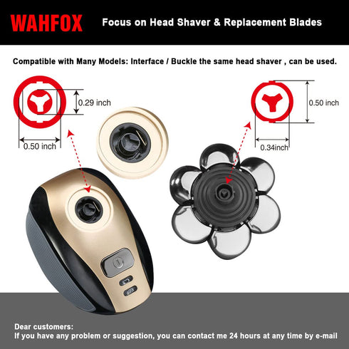 Universal 7 Blades Head Shaver Replacement Heads, Compatible with Many Electric Shaver Brands for Bald Men
