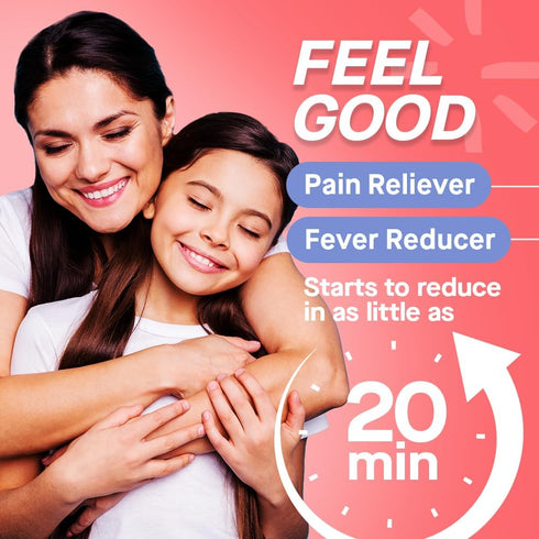 Genexa Kids’ Pain and Fever Reducer, Dye Free Chewable Tablets for Kids 2-11, Organic Grape Flavor, 24 Count