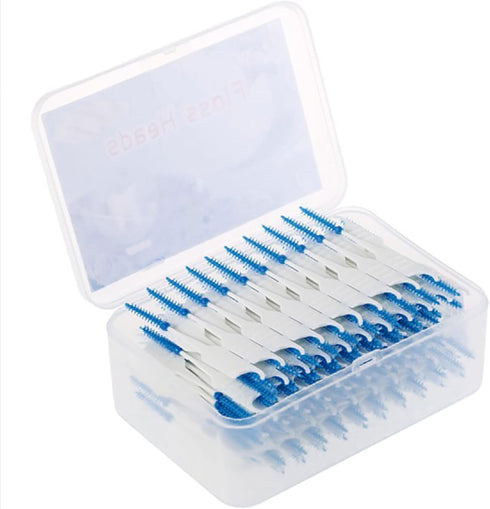 200PCS Interdental Brushes, Double-Ended Silicone Toothpick Dental Floss Picks with Disposable Bristles