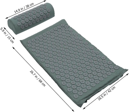 Set, Abaodam Acupressure Massage Mat and Pillow Washable Yoga Relief Mat with Acupuncture Therapy Pillow, Portable Grey