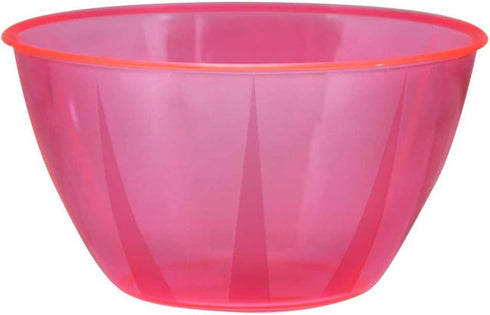 Party Essentials Hard Plastic Small Serving Bowls, Neon Pink, 24-Ounce, 6-Count