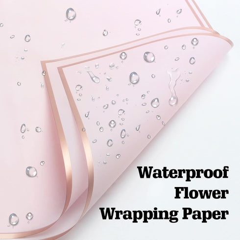 20 Sheets Pink Flower Wrapping Paper - Waterproof Floral Bouquet Packaging for DIY Crafts, Wedding Birthday Gift