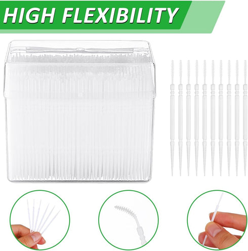 1100Pcs Plastic Dental Picks, Oral Hygiene 2 Way Interdental Brush Stick