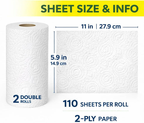 Homavia 2 Paper Towels, White Household Cleaning Rolls for Kitchen, Bathroom and Home Use, Absorbent Disposable Towels