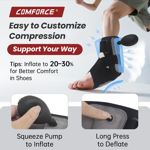 Plantar Fasciitis Ankle Support with Airbag, Heel and Arch Pain Relief with Air Inflation Device, Achilles Tendonitis