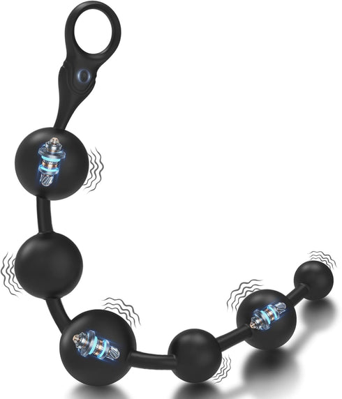 SMAM Vibrating Anal Beads Anal Toys, 12 Insertable Silicone Long Butt Plug Prostate
