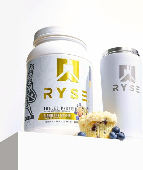 RYSE Up Supplements Loaded Protein Powder - 25g Whey Protein Isolate, Low Carbs & Sugar, 27 Servings (Blueberry Muffin)