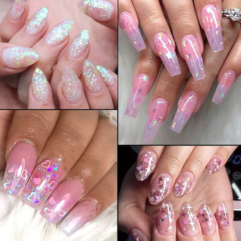 24 Grids Holographic Nail Sequins, 1 Pcs Nail Art Tweezers, Iridescent Mermaid Flakes for DIY Nail Art Decoration