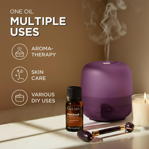 Set Set 2x0.34 oz Patchouli Essential Oil for Diffuser & Bergamot Oil for Hair - Aromatherapy Grade Essential Oils - fl
