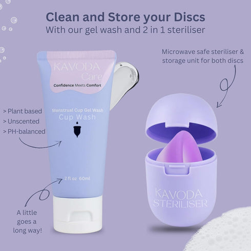 KAVODA 12 Menstrual Discs - Soft, Flexible, Reusable Medical-Grade Silicone - Wear Hours - Removal Notch - Two Sizes
