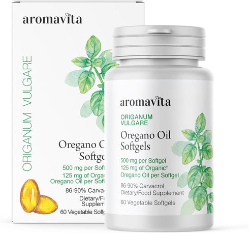Organic Oregano Oil Capsules, 108mg Carvacrol per Softgel, High Potency Immune & Digestive Support, 60 Softgels