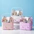 SUNFICON Preppy Skincare Organizer, Pink Makeup Holder with Large Display Case and Dust Free Cover, 2 Roomy Drawers