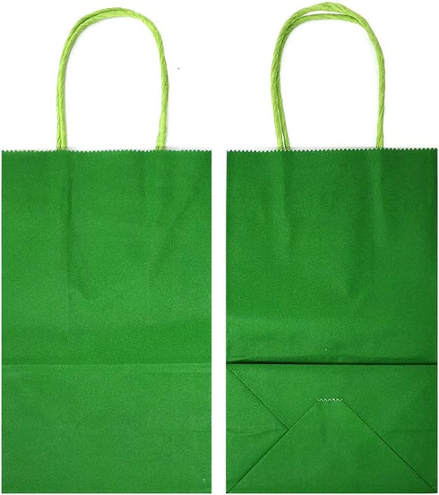 AZOWA Gift Bags Medium Kraft Paper Bags with Handles, 7.5 x 3.9 x 9.8 in, Green, 12 Pcs