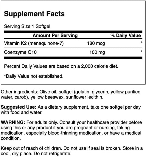 Swanson Coq10 + Vitamin K2 - 60 Softgels