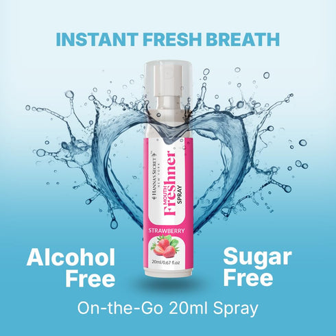 HANNA'S SECRET Pack 3 Mouth Freshener Spray | Fresh Breath On-The-Go | Sugar-Free & Alcohol-Free | Strawberry Flavor |