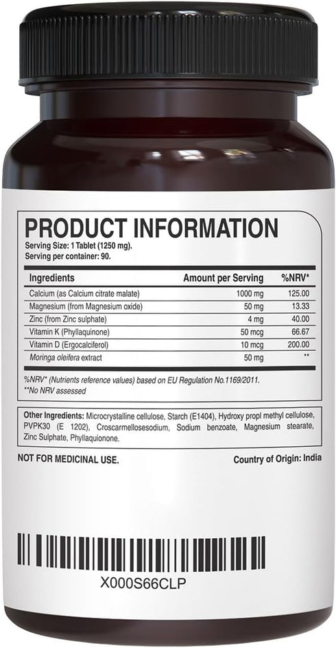 Pure Nutrition Ultra Calcium Citrate 1000mg, Highly Absorbable Calcium Supplement with Vitamin D, Zinc, Magnesium