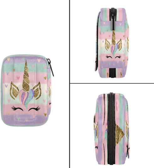 Skerhhux 7 Cute Purple Unicorn Pill Case Travel Pill Organizer Weekly Day Portable with Zipper Medicine Box Pill Case
