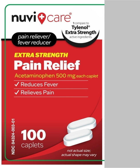 Extra Strength Pain Relief Acetaminophen, 500mg, 100 Tablets