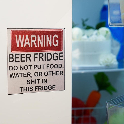 Warning Beer Fridge Sign Stickers, Funny Refrigerator Stickers DO NOT Put Food, Water, OR Other Shit in This Kitchen