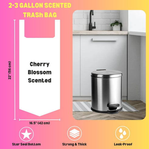2.6 Gallon Scented Trash Bags with Handles, 100 Bags, Small Bathroom Garbage Bags for Home Office Bins