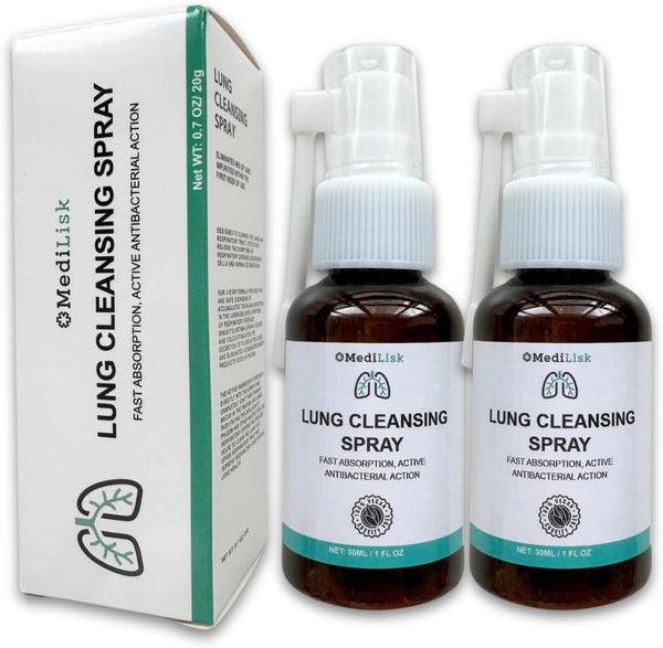 Lung Cleansing Spray for Respiratory Support, Mucus Relief, All Natural, Hypoallergenic - 1 Fl Ounce (Pack of 2)