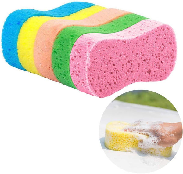 5pcs Multi-Functional Car Wash Sponges, Large Cleaning Sponges Handy Wash Scrubber Kit