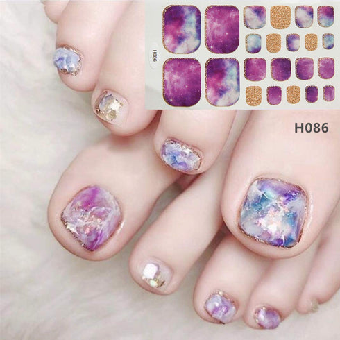 WOKOTO 20 Sheets Gradient Toe Nail Polish Strips, 1 Nail File Kit, Colorful Glitter Stickers for Women Nail Salon