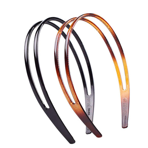 Set of 2 Women Hard Plastic Headband Hair Hoop, Black and Brown High-grade Hairband (Style F#)