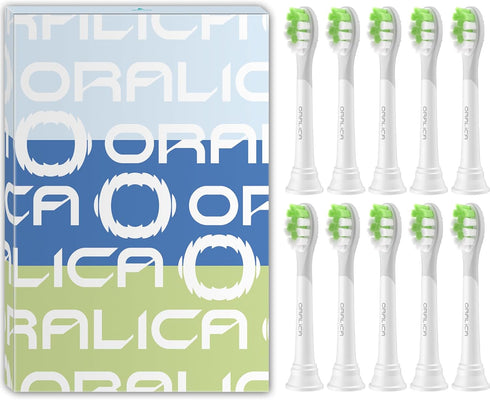Replacement Heads Compatible with Philips Sonicare W DiamondClean - HX6062 HX6063 HX6064, 10 Pack, White