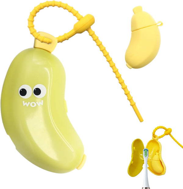 YQSLBULKY Banana-Shaped Travel Toothbrush Case, 2-in-1 Toothbrush Protector Cover with Built-in Toothpaste Dispenser