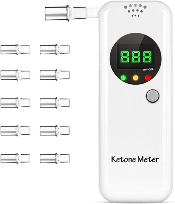 Ketosis Breath Tester, Ketone Meter Breathalyzer with 10pc Mouthpieces (White)