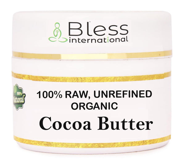 Organic Raw Cocoa Butter, 100% Pure & Unrefined Skin Moisturizer for Face, Body & Hair, 4 OZ/115 GM Ivory/White