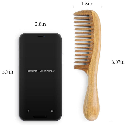 Onedor Handmade Sandalwood Hair Combs Set - Anti-Static Wooden Wide Tooth and Fine Tooth Combs