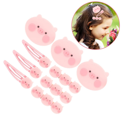 KESYOO Cartoon Pink Pig Hairpins, Cute Animal Barrettes, Stylish Accessories Hair Decor (9pcs)