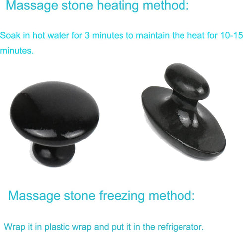 2 Pcs Long Mushroom Shaped Massage Stones Natural Bian Stone Hot Rock for Spa Massage Black
